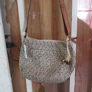 Sonoma Tan Crossbody Bag with Geometric Design